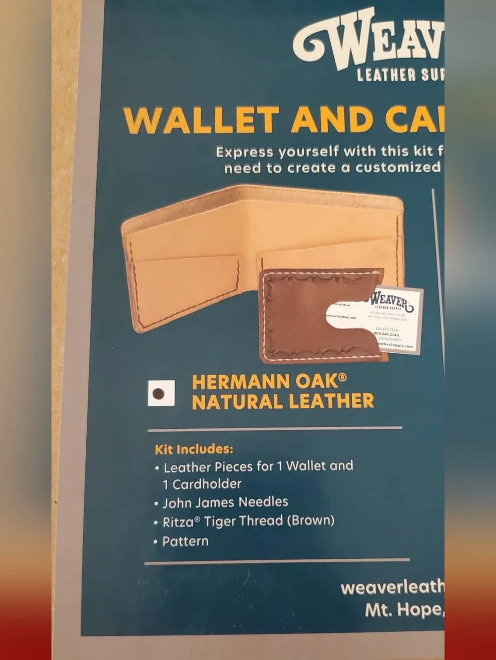 Weaver Leather DIY Natural Hermann Oak Leather Wallet Kit